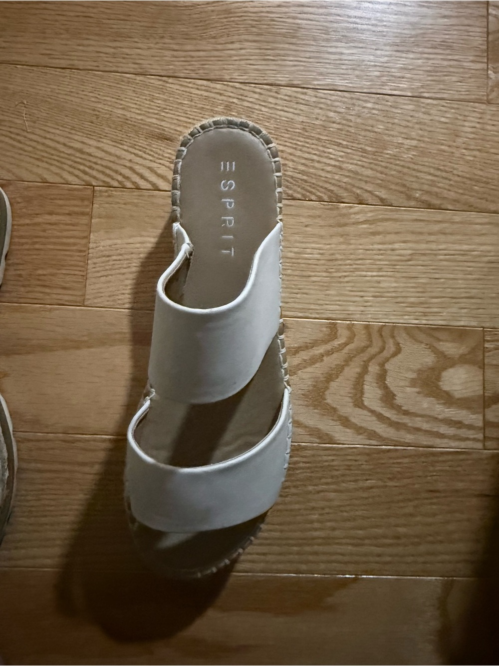 Esprit White Double-Strap Espadrille Slide
